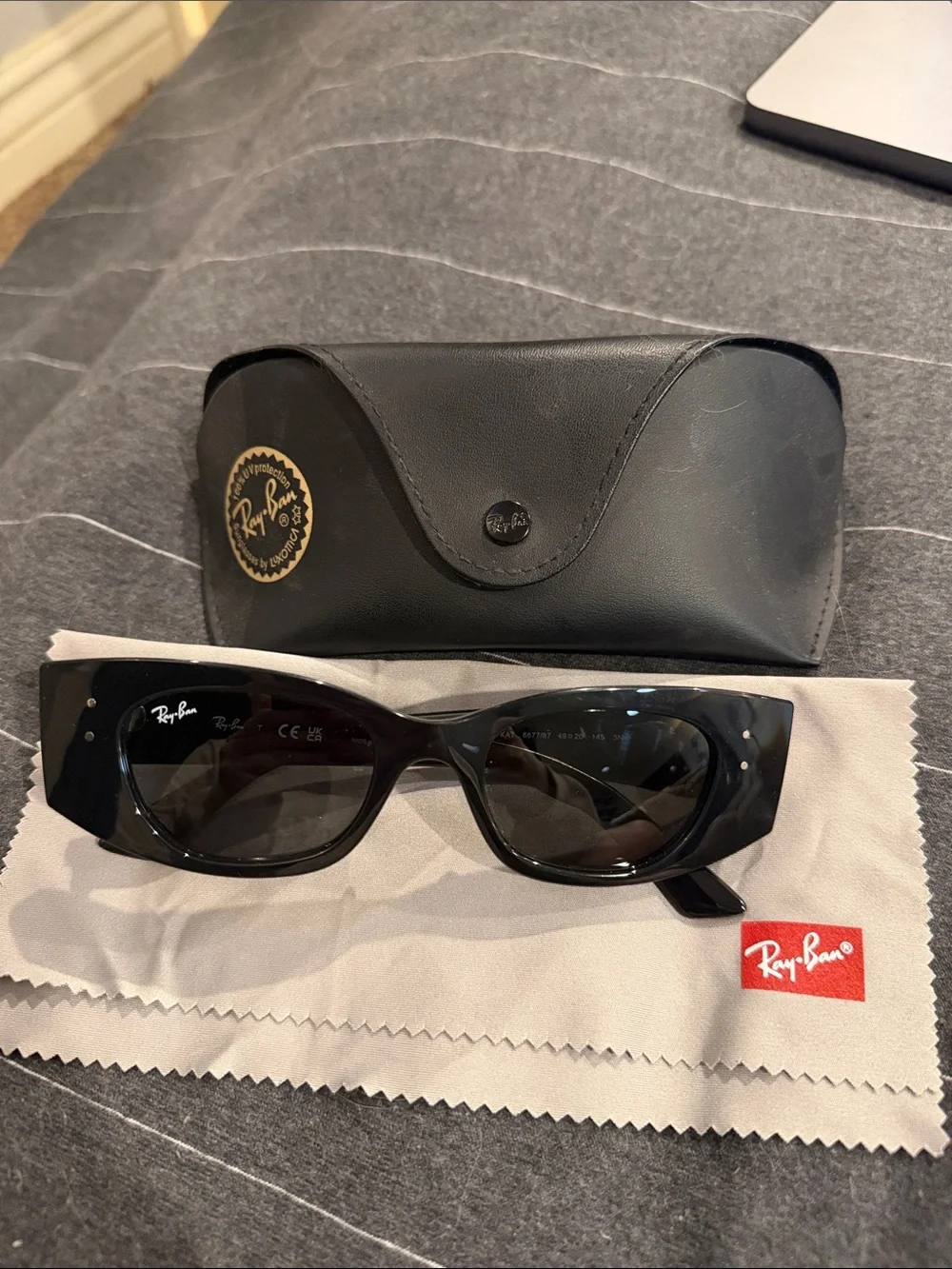 Ray-Ban Black Gloss Rectangular Sunglasses with Case